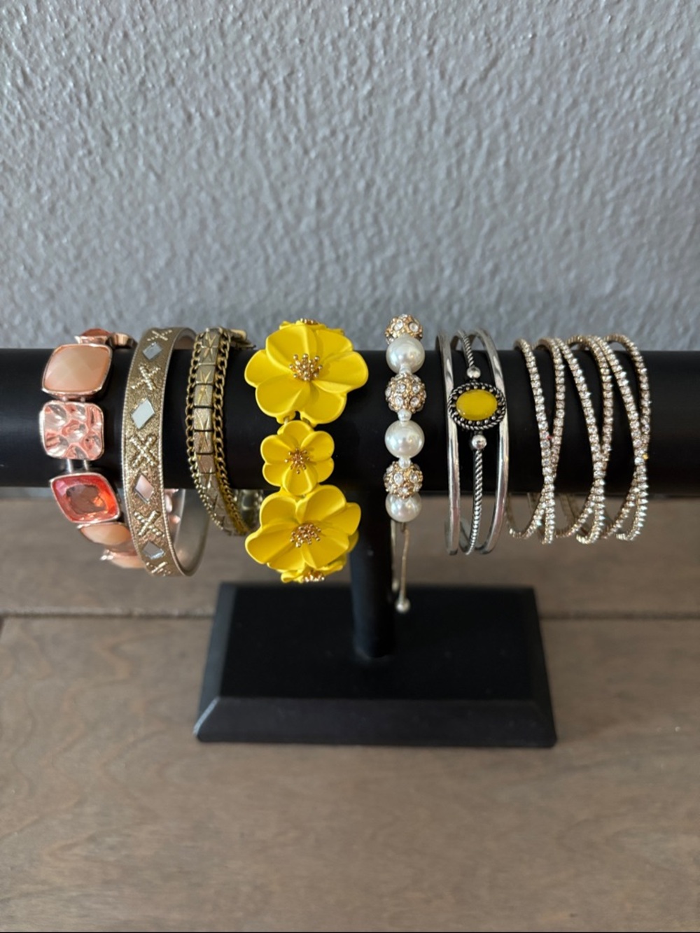 Yellow Floral Statement Bracelet - Women's Fashion Jewelry